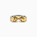 The Signature 14K Yellow Gold Multi Sapphire and Diamond Double Panther Ring showcases two panther heads with gemstone eyes and noses against a white background.
