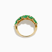 The 14K White Gold Emerald and Diamond Marquise Leaf Ring features a leaf-inspired design adorned with marquise emeralds and sparkling diamond accents.