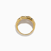The 14K Yellow Gold Diamond Bamboo Multi Row Ring features two bamboo-inspired bands set with central rows of white diamonds, stacked together for a striking modern twist on the classic diamond ring.