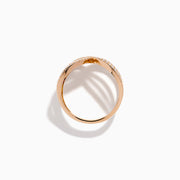 14K Rose Gold Diamond Pave Multi Row Crossover Ring