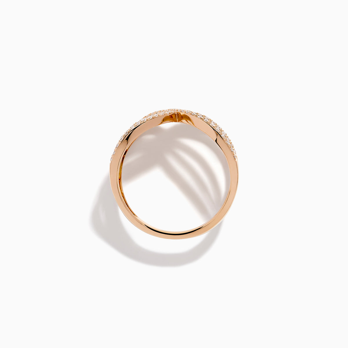 14K Rose Gold Diamond Pave Multi Row Crossover Ring