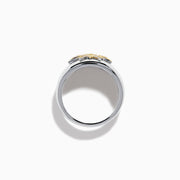 The Sterling Silver and 14K Yellow Gold Plated Diamond Star Ring features a sparkling starburst design with diamonds at the center, creating an elegant and charming look against a plain white background.