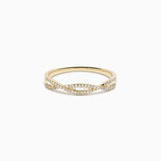 14K Yellow Gold Diamond Baguette and Round Crossover Ring