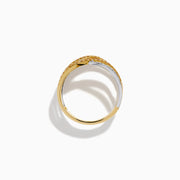 14K Two-Tone Gold Yellow and White Diamond Pave Crossover Ring
