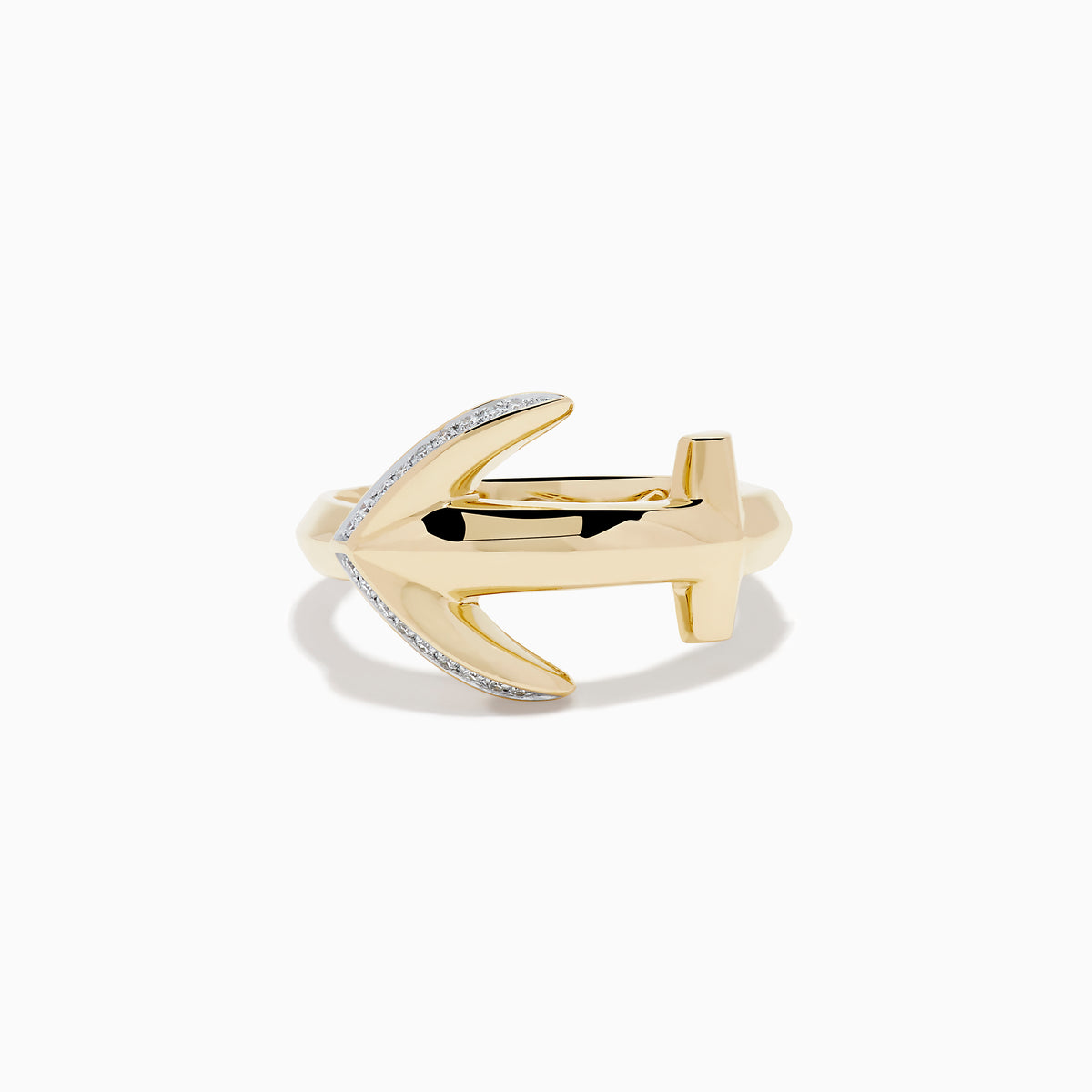 14K Yellow Gold Diamond Pave Anchor Ring