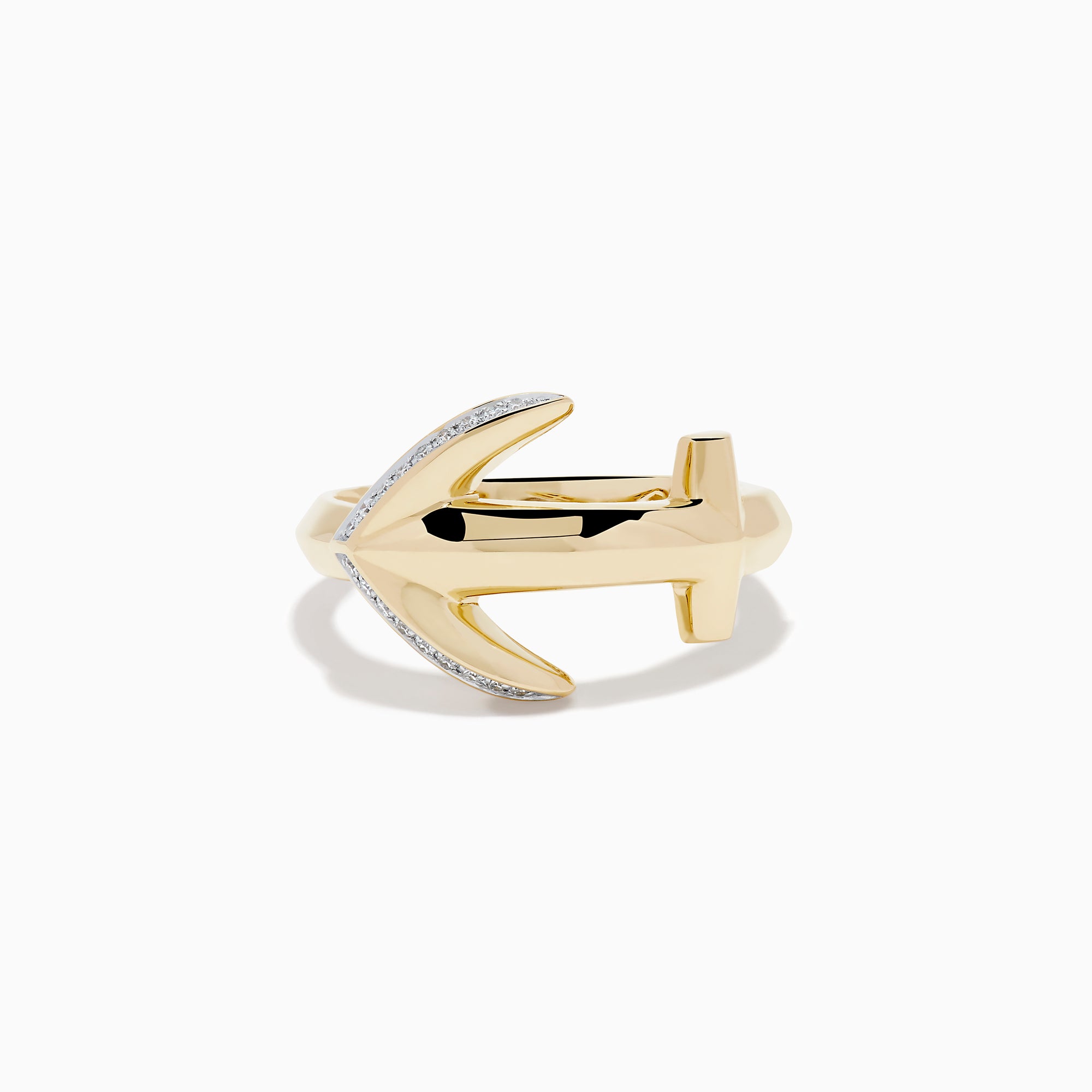 14K Yellow Gold Diamond Pave Anchor Ring