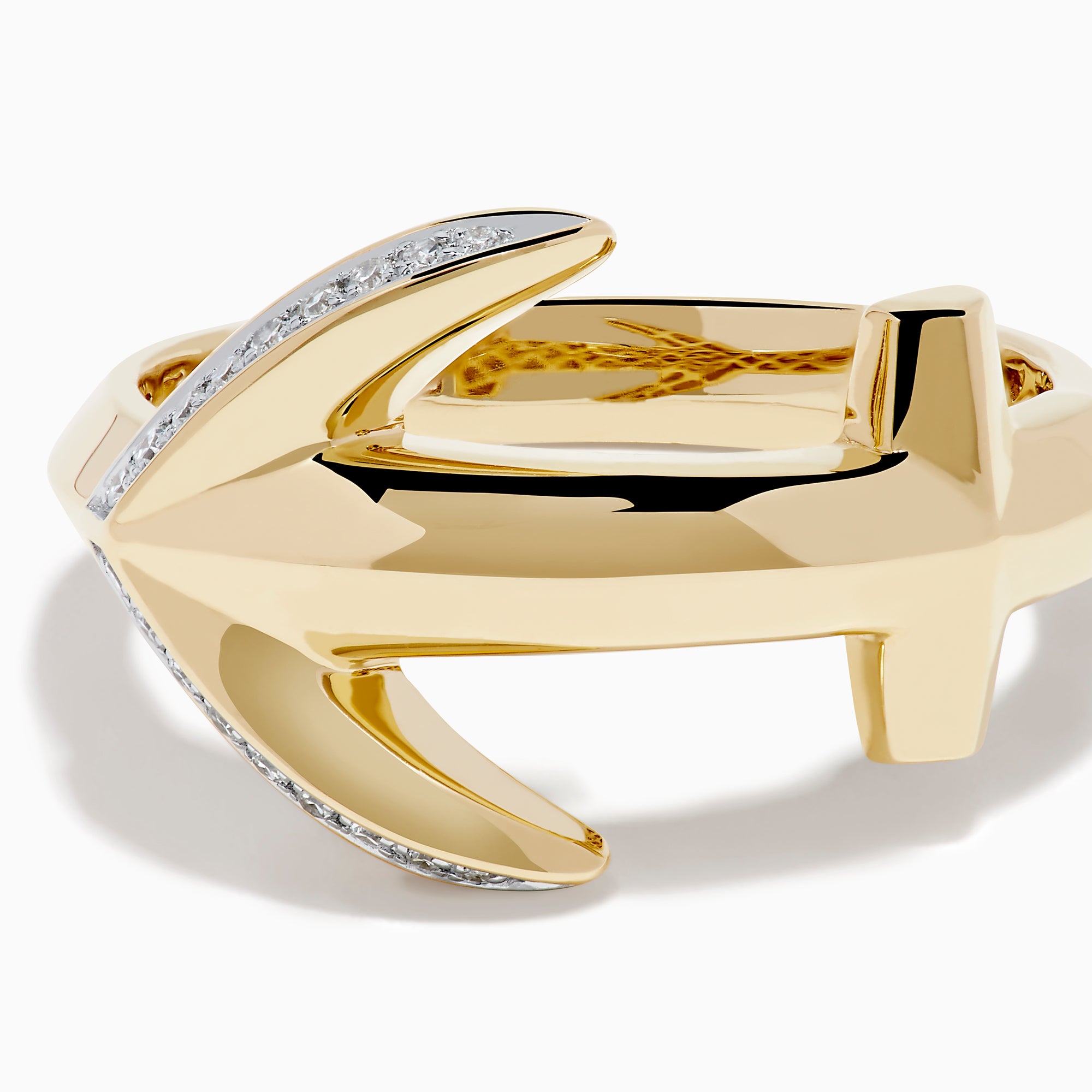 14K Yellow Gold Diamond Pave Anchor Ring