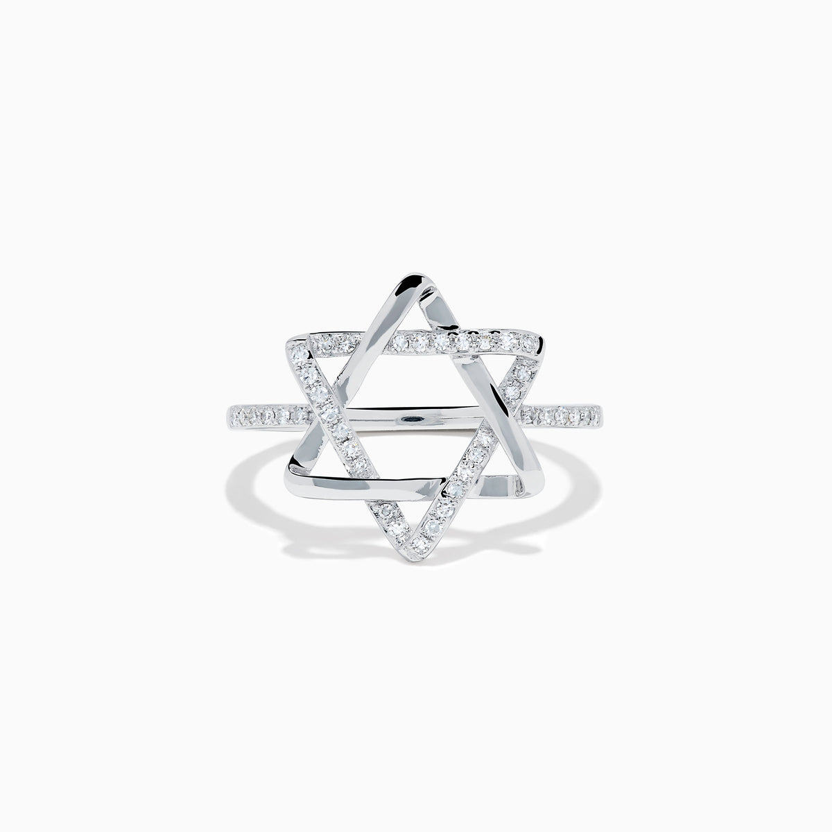 14K White Gold Diamond Pavé Star of David Ring