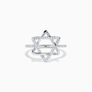 14K White Gold Diamond Pavé Star of David Ring