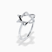 14K White Gold Diamond Pavé Star of David Ring