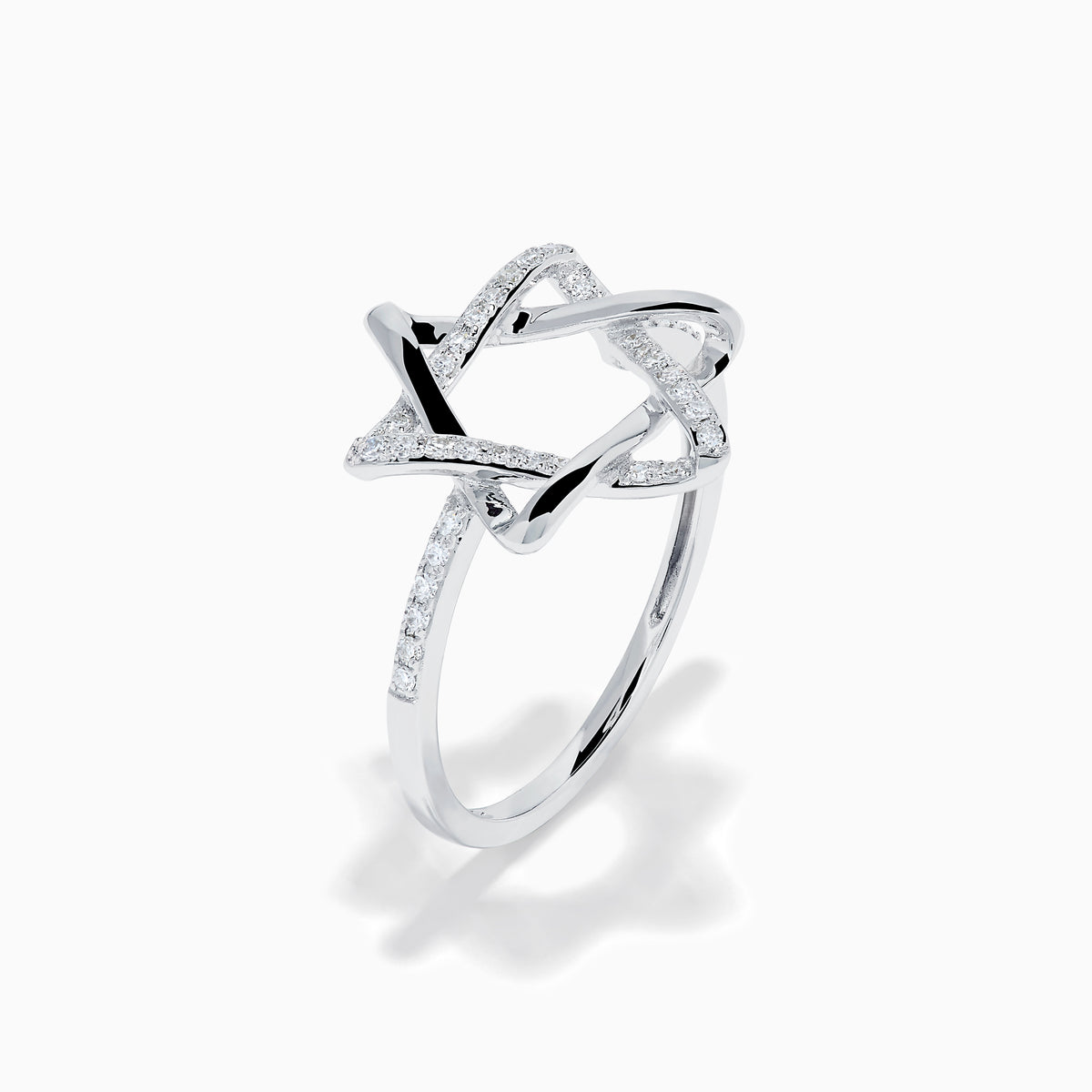 14K White Gold Diamond Pavé Star of David Ring