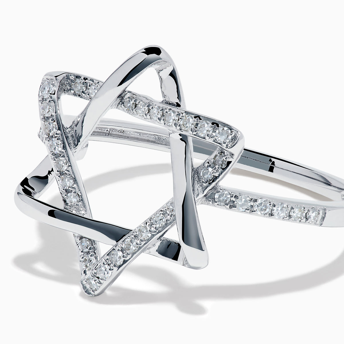 14K White Gold Diamond Pavé Star of David Ring