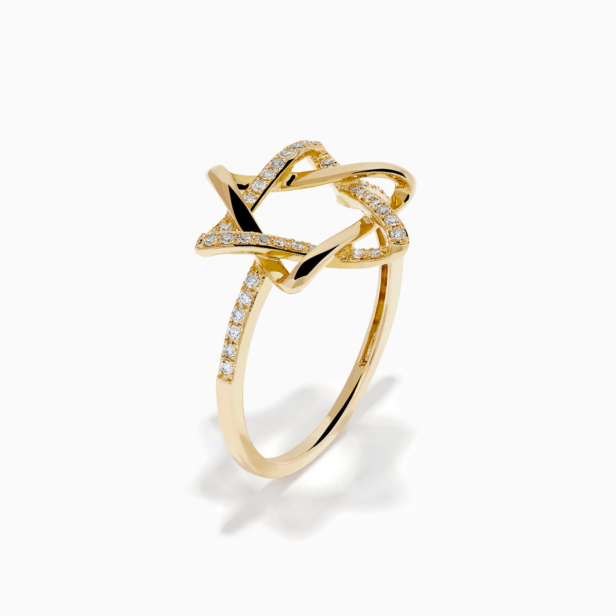 14K Yellow Gold Diamond Pave Star of David Ring