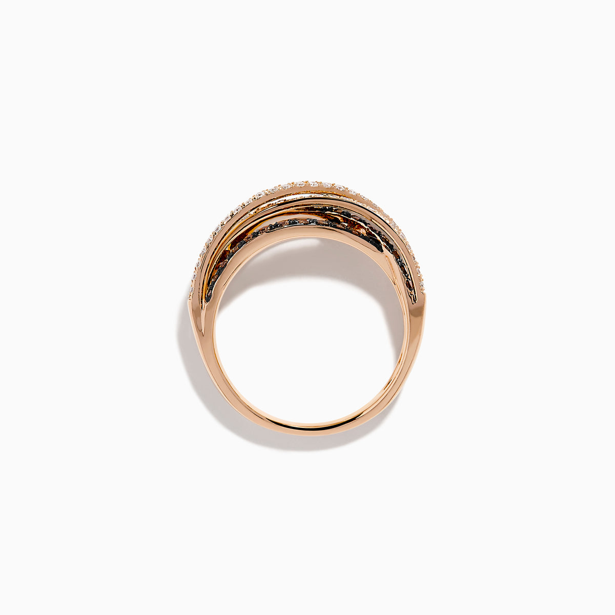 14K Rose Gold Espresso and White Diamond Pave Crossover Ring