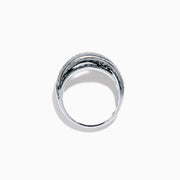 14K White Gold Blue and White Diamond Pave Crossover Ring