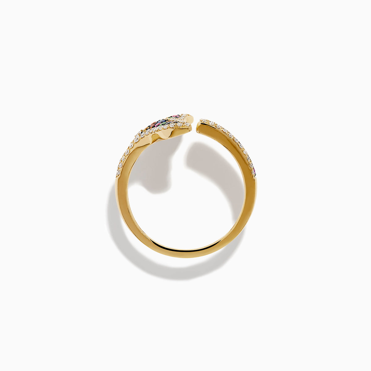 Watercolors 14K Yellow Gold Multi Sapphire and Diamond Open Whale Tail Ring