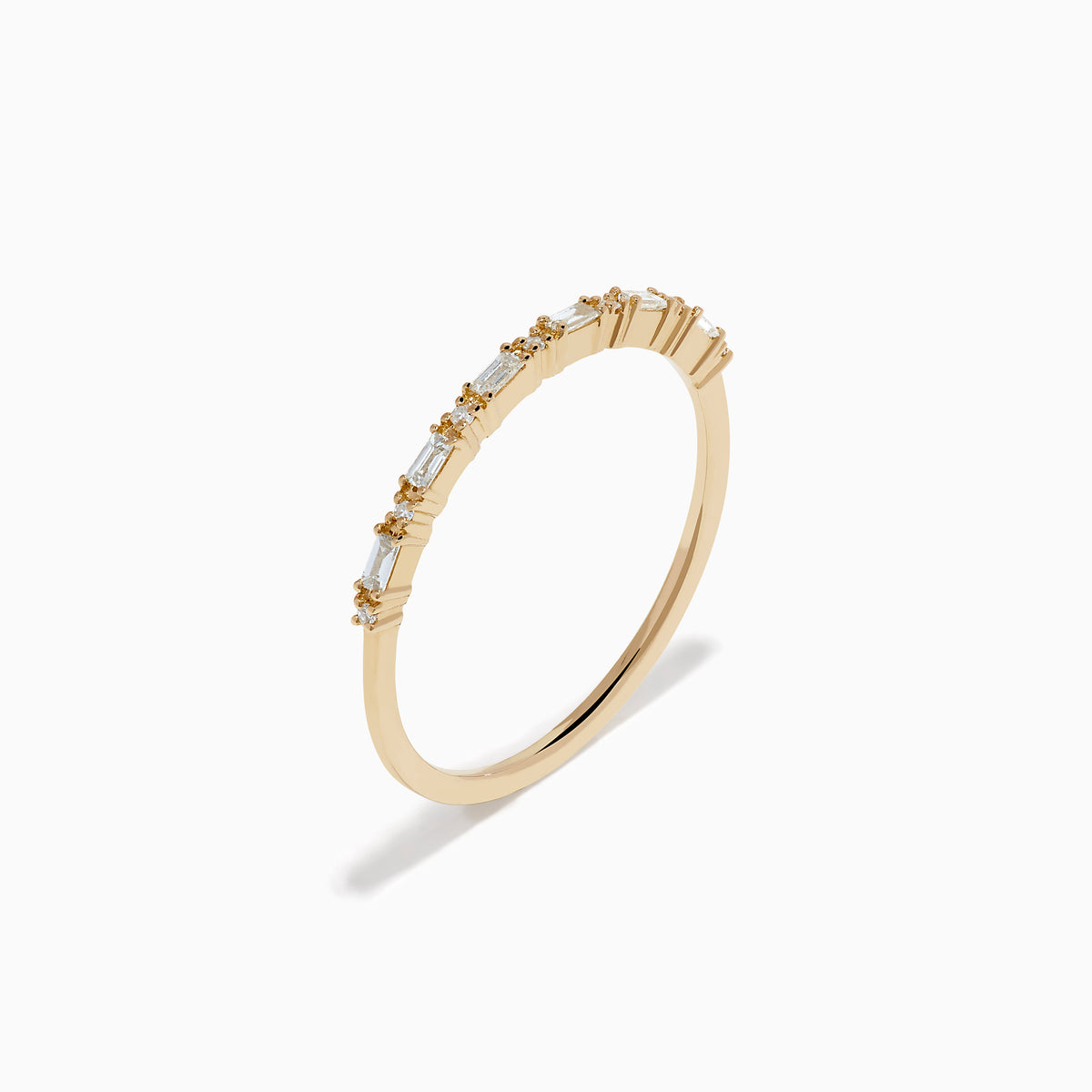 14K Yellow Gold Diamond Baguette Stacking Band
