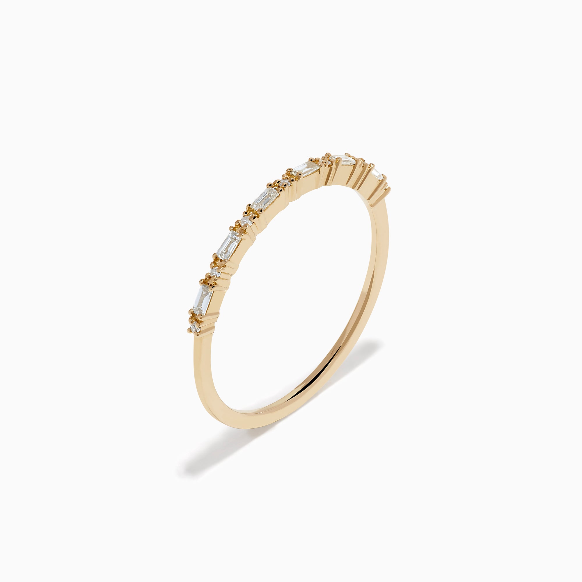 14K Yellow Gold Diamond Baguette Stacking Band