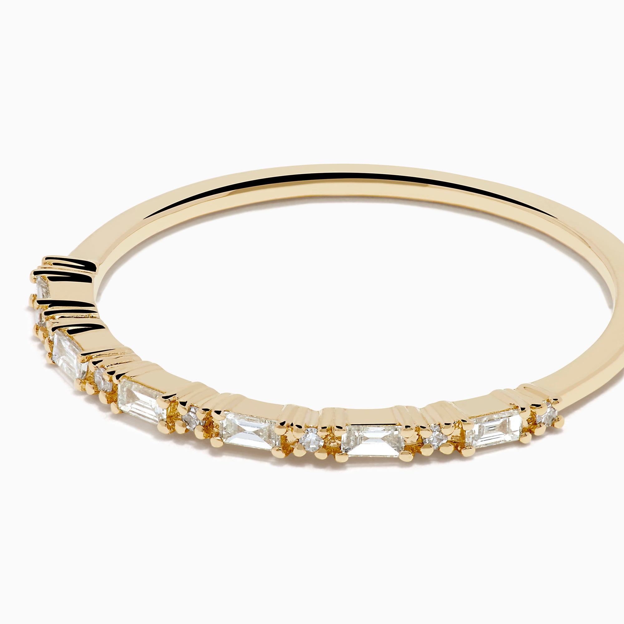 14K Yellow Gold Diamond Baguette Stacking Band