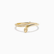 14K Yellow Gold Diamond Pave Snake Ring