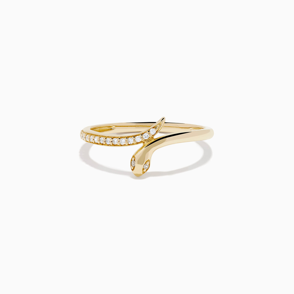 14K Yellow Gold Diamond Pave Snake Ring
