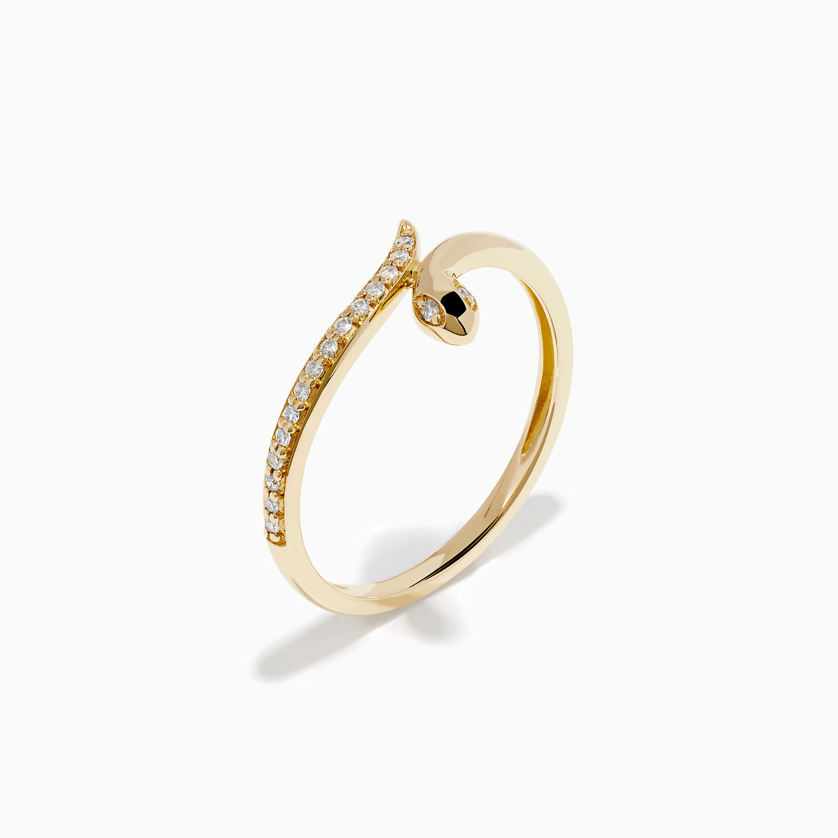 14K Yellow Gold Diamond Pave Snake Ring