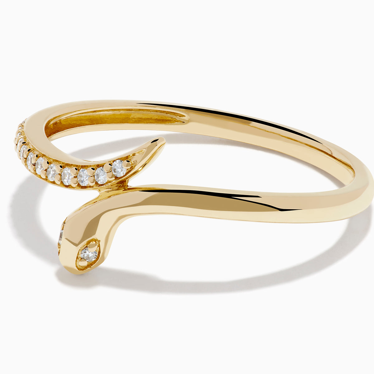 14K Yellow Gold Diamond Pave Snake Ring