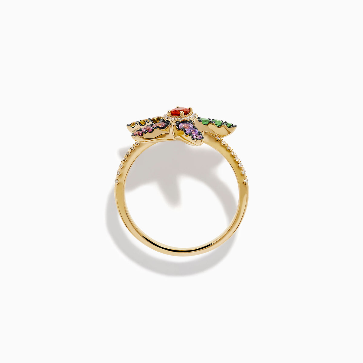 Watercolors 14K Yellow Gold Multi Sapphire and Diamond Starfish Ring