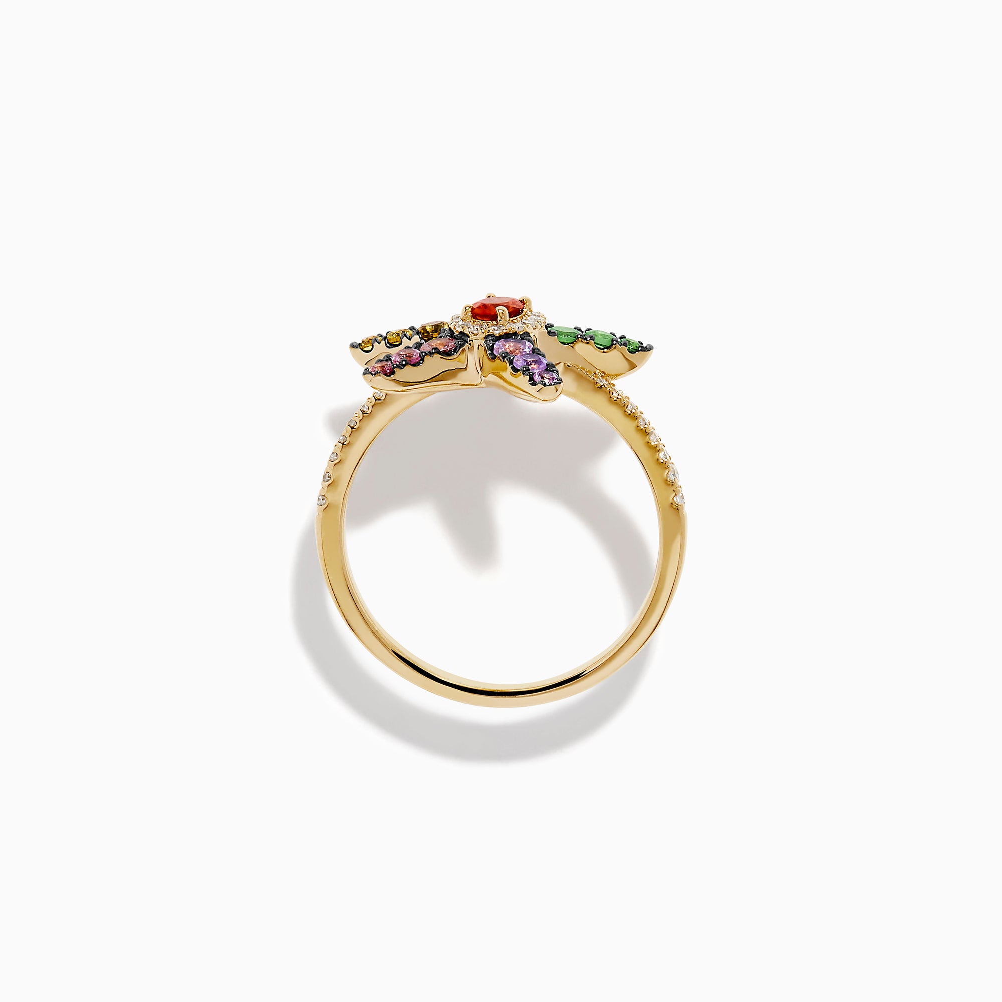 Watercolors 14K Yellow Gold Multi Sapphire and Diamond Starfish Ring