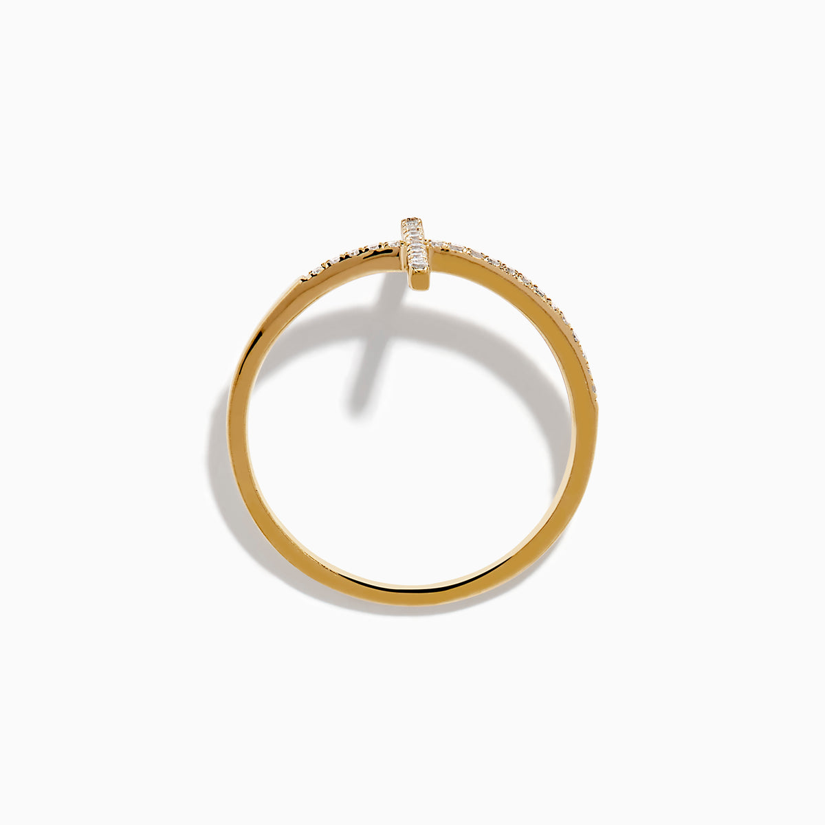 The Novelty 14K Yellow Gold Diamond Cross Ring features a large horizontal cross design set with small white diamonds, showcased on a plain white background. A stunning statement piece for any occasion.