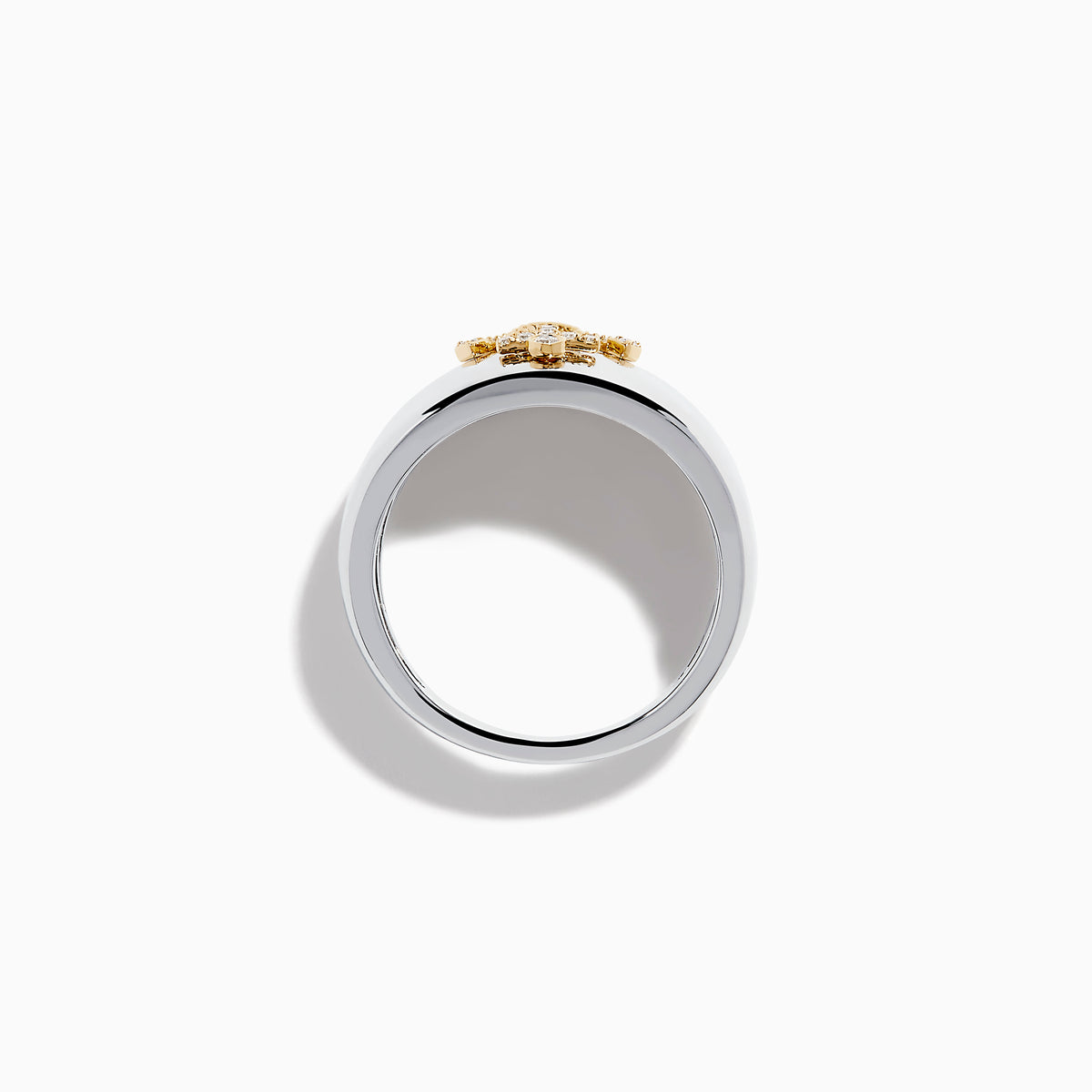 Sterling Silver and 14K Yellow Gold Diamond Anchor Signet Ring
