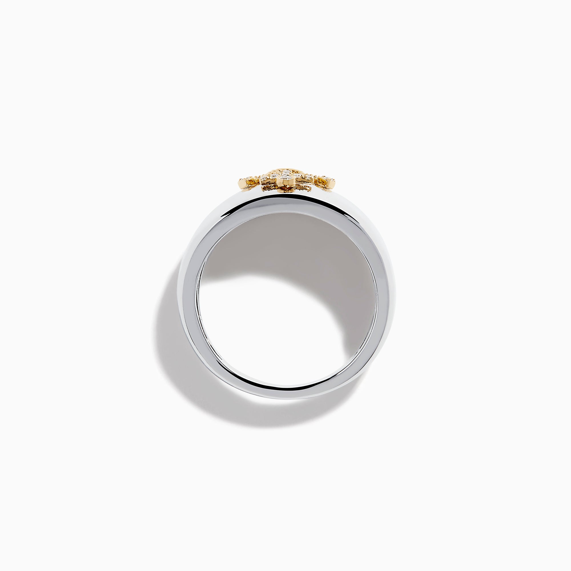 Sterling Silver and 14K Yellow Gold Diamond Anchor Signet Ring