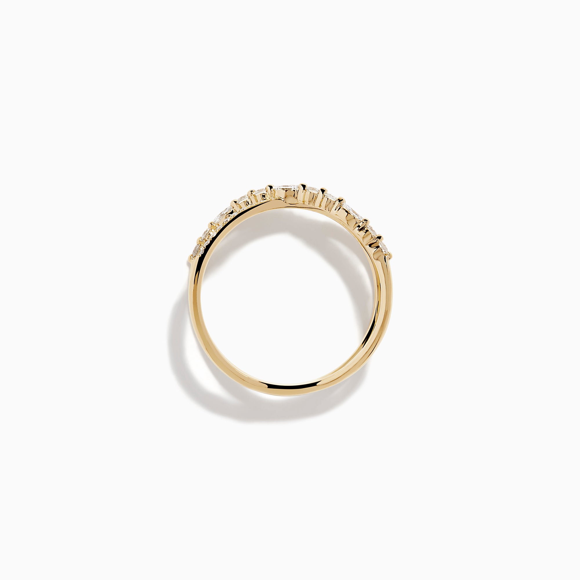 14K Yellow Gold Mixed Shape Diamond Crisscross Ring