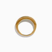 14K Yellow Gold Emerald and Diamond Pavé Channel-Set Ring