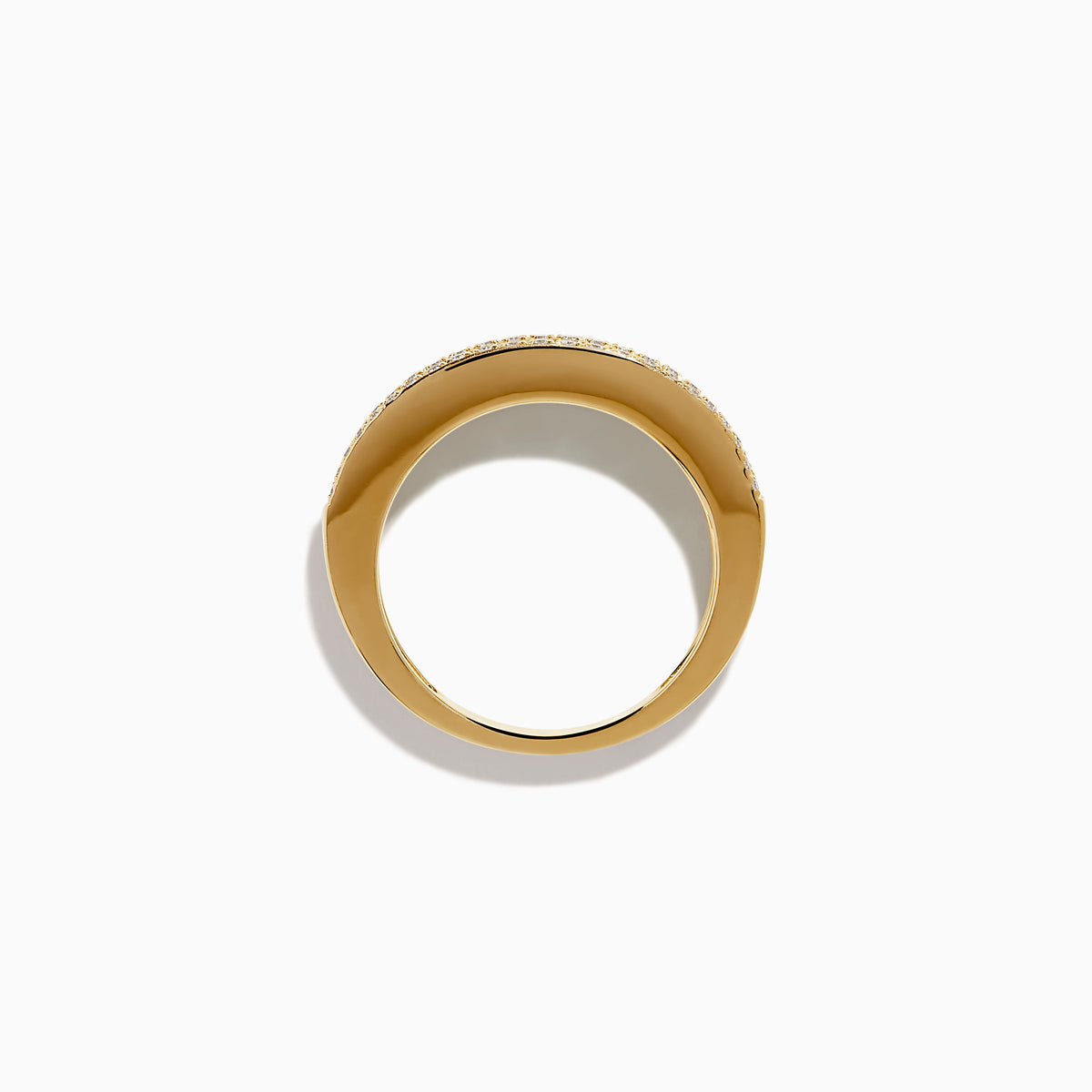 14K Yellow Gold Emerald and Diamond Pavé Channel-Set Ring