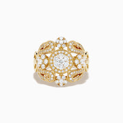 14K Yellow Gold Diamond Openwork Filigree Ring