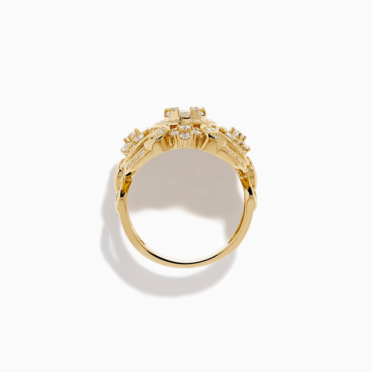 14K Yellow Gold Diamond Openwork Filigree Ring