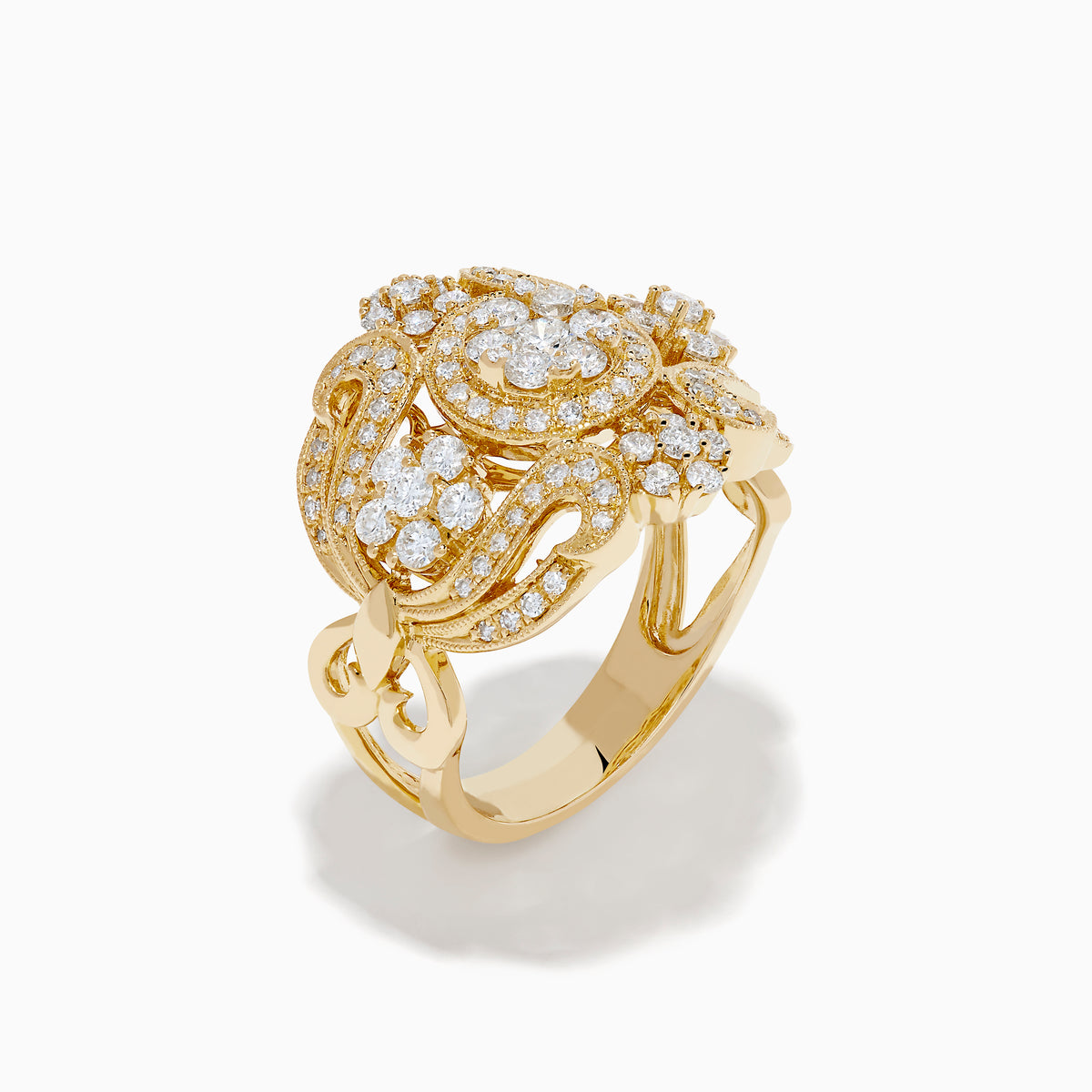14K Yellow Gold Diamond Openwork Filigree Ring