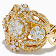 14K Yellow Gold Diamond Openwork Filigree Ring
