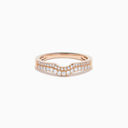 14K Rose Gold Diamond Pave Double-Row Curved Band