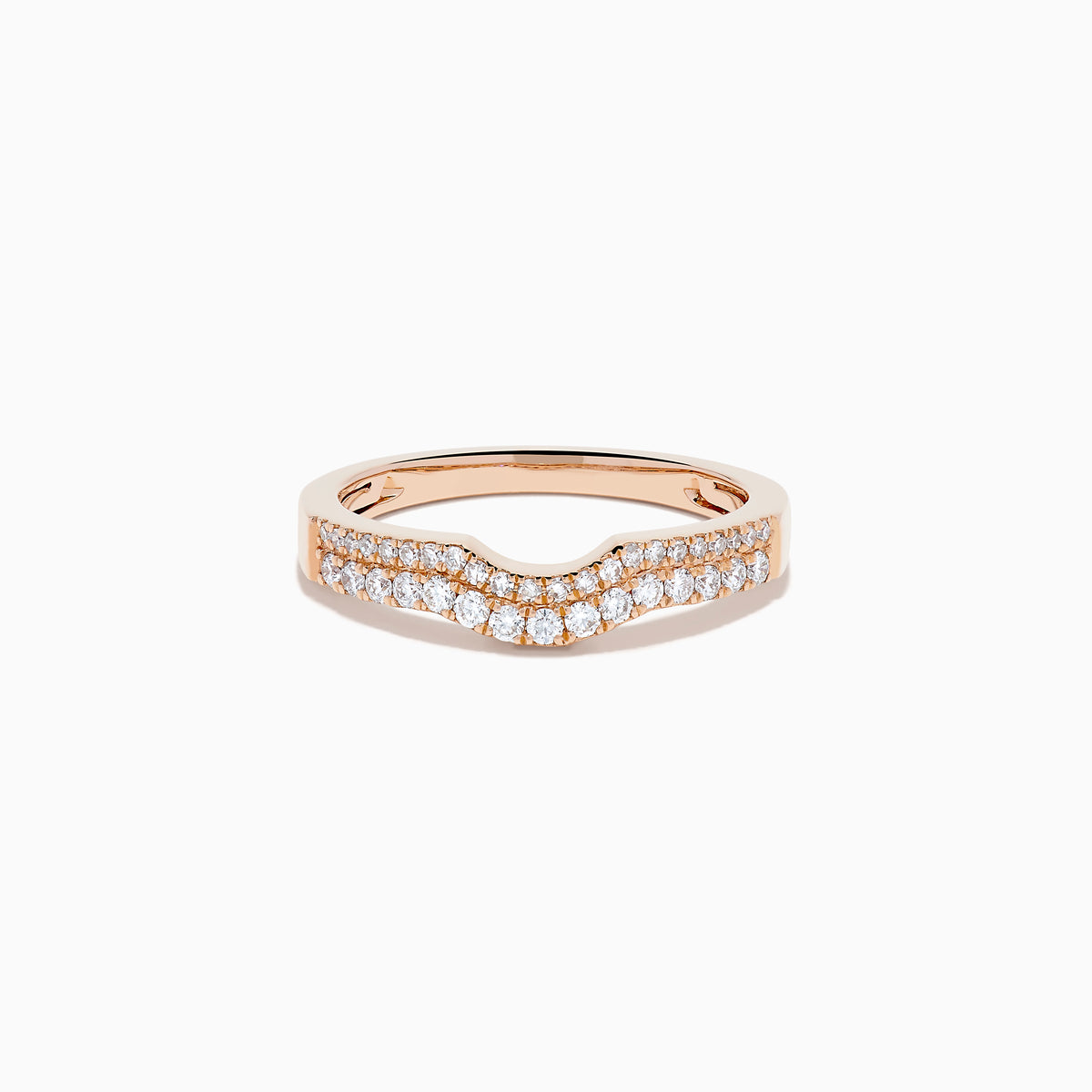 14K Rose Gold Diamond Pave Double-Row Curved Band