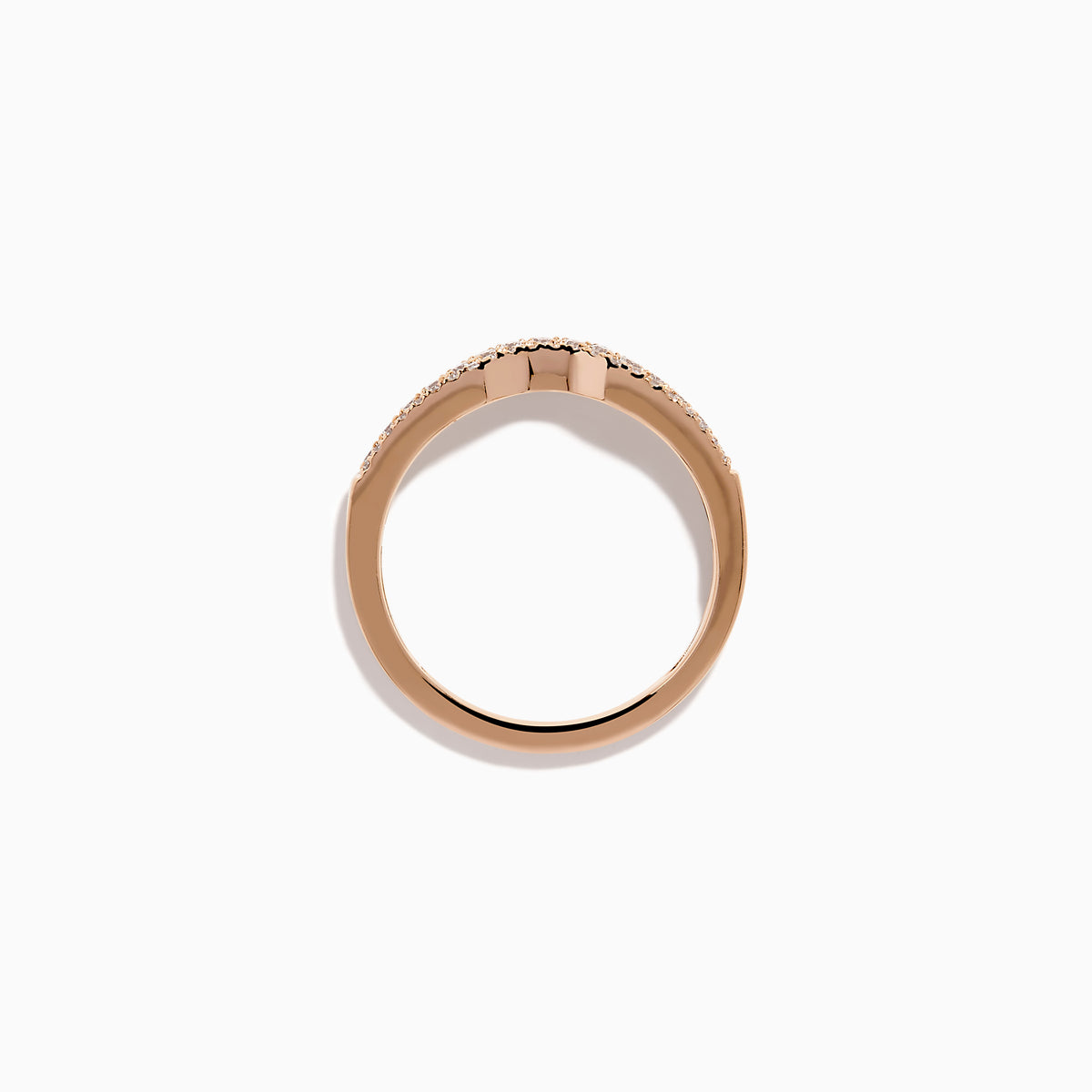 14K Rose Gold Diamond Pave Double-Row Curved Band