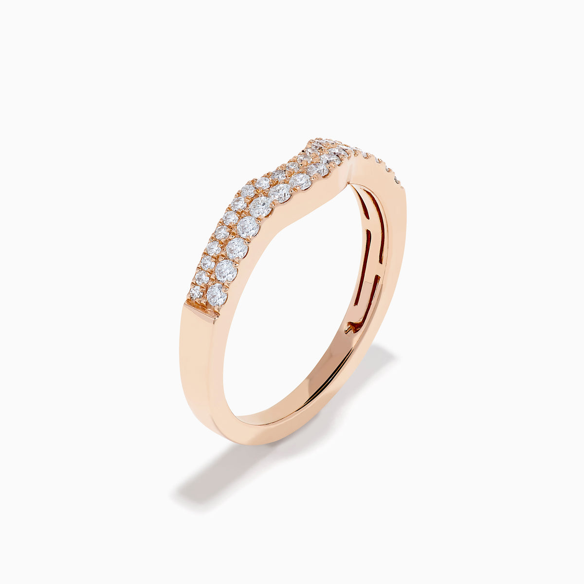 14K Rose Gold Diamond Pave Double-Row Curved Band