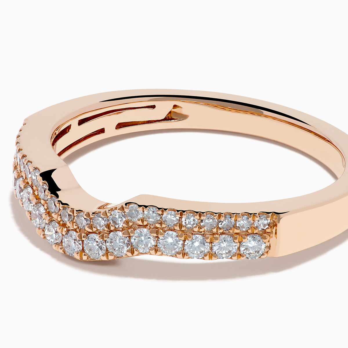 14K Rose Gold Diamond Pave Double-Row Curved Band