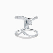 14K White Gold Diamond Pave Open Crossover Ring