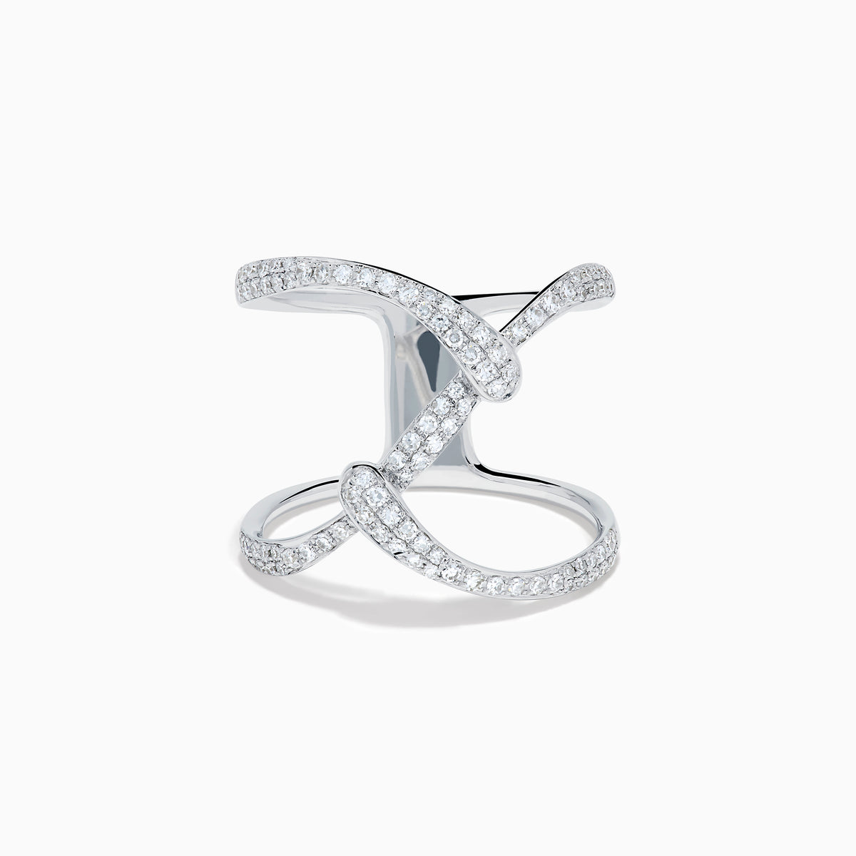 14K White Gold Diamond Pave Open Crossover Ring