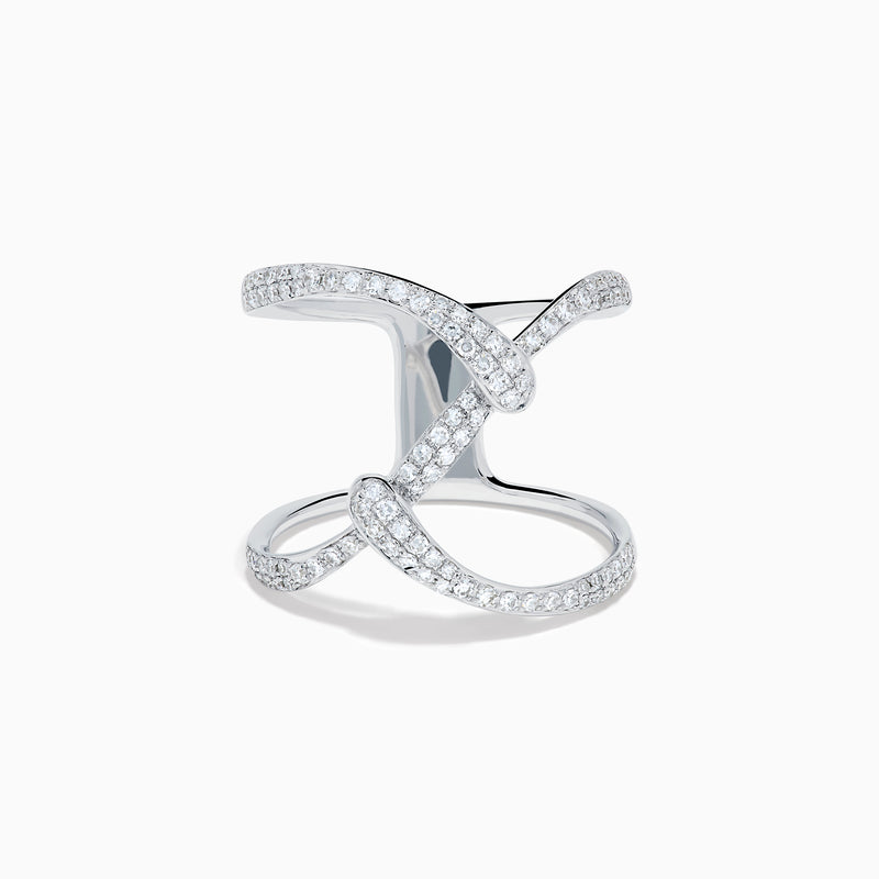 14K White Gold Diamond Pave Infinity Crossover Ring