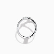 14K White Gold Diamond Pave Open Crossover Ring