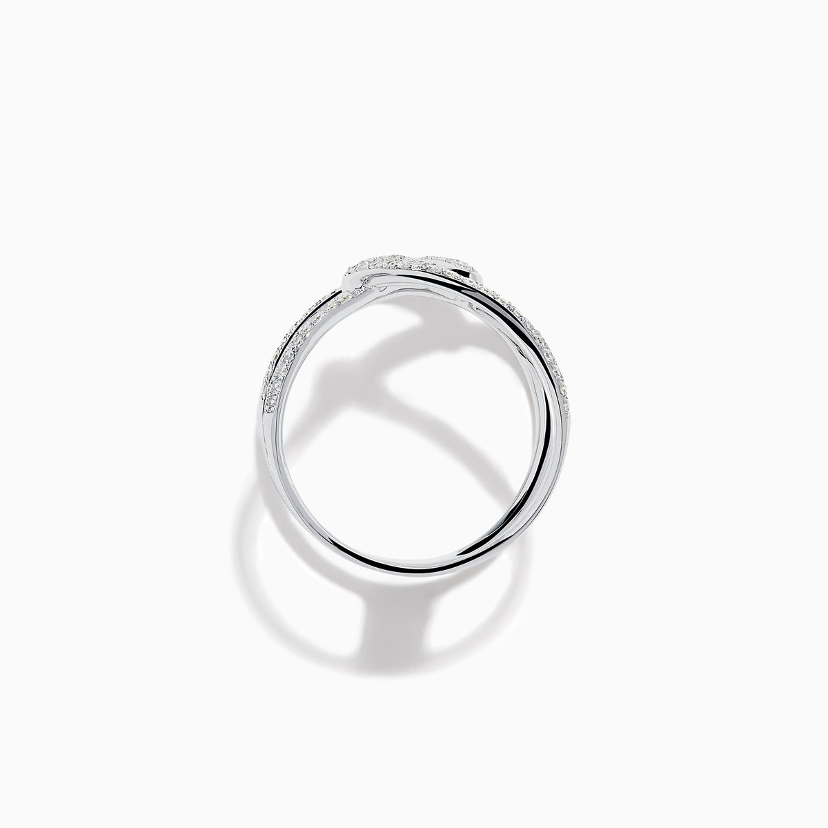 14K White Gold Diamond Pave Open Crossover Ring