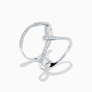 14K White Gold Diamond Pave Open Crossover Ring